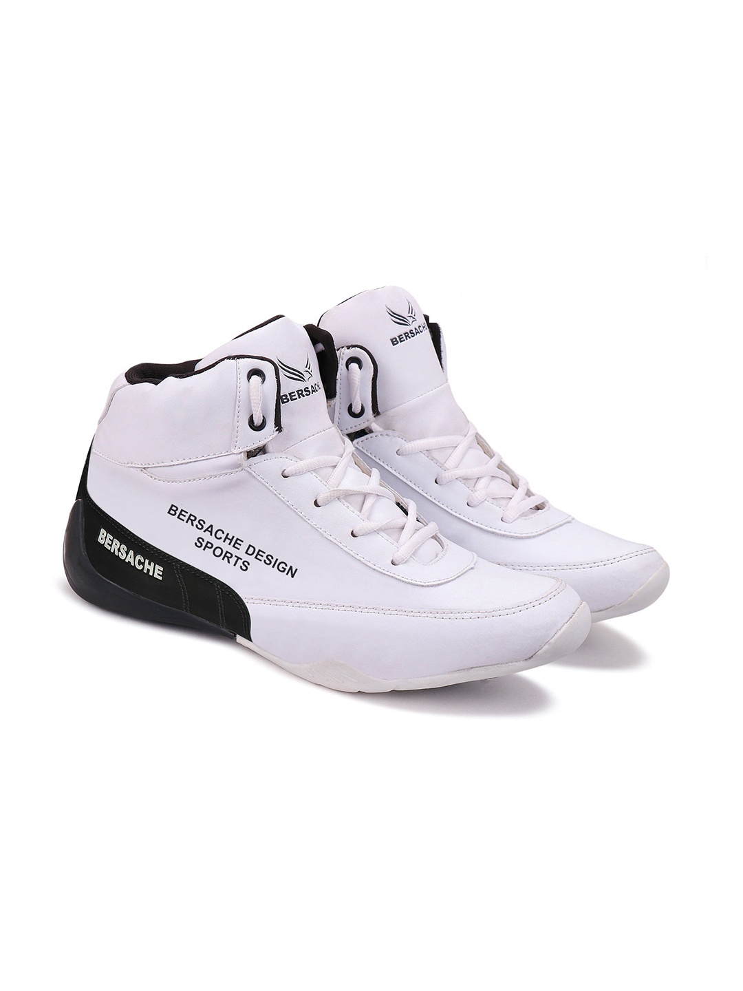 

BERSACHE Men Colourblocked High-Top Sneakers, White