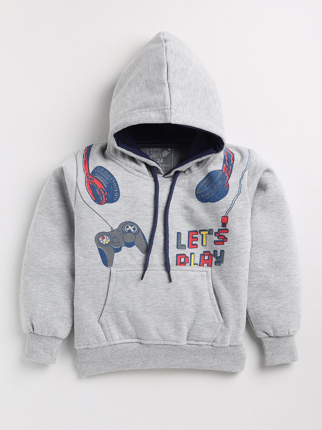 

Toonyport Kids Grey Printed Hooded Fleece Sweatshirt