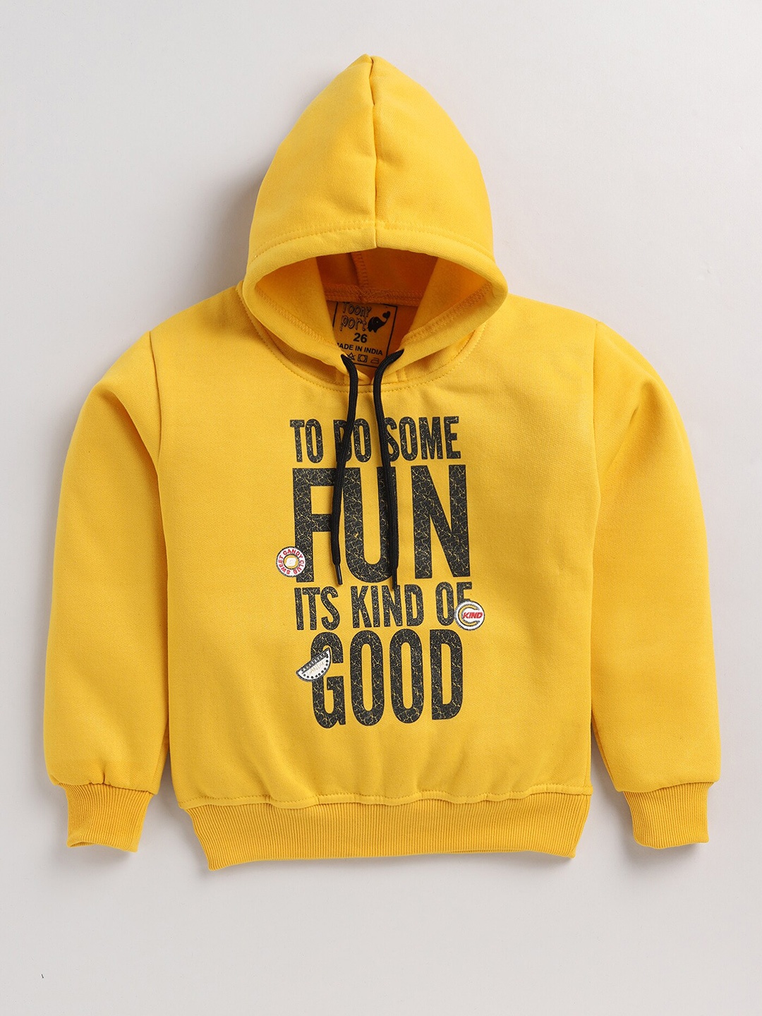 

Toonyport Kids Printed Hooded Fleece Sweatshirt, Yellow