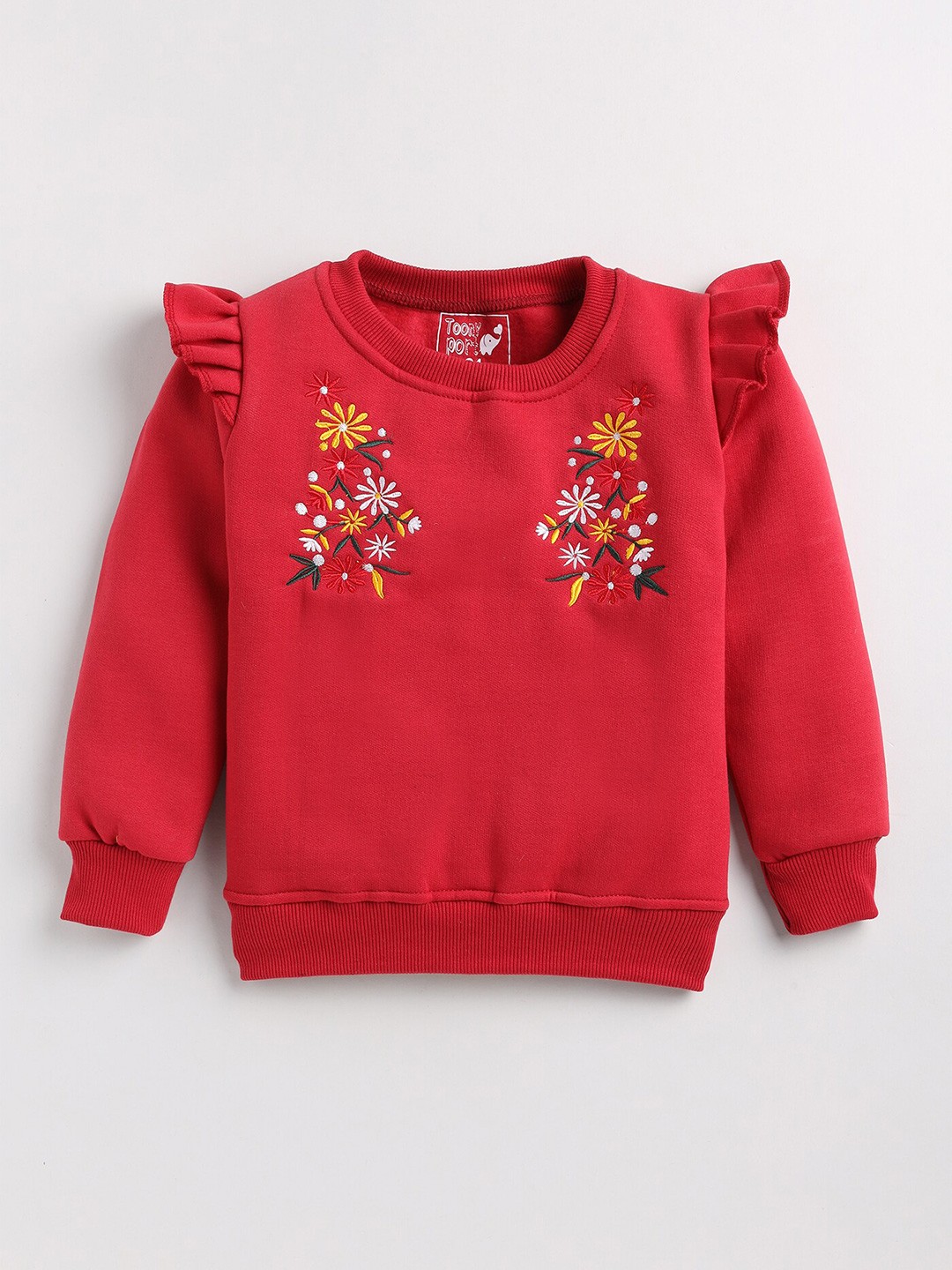 

Toonyport Girls Embroidered Fleece Sweatshirt, Red