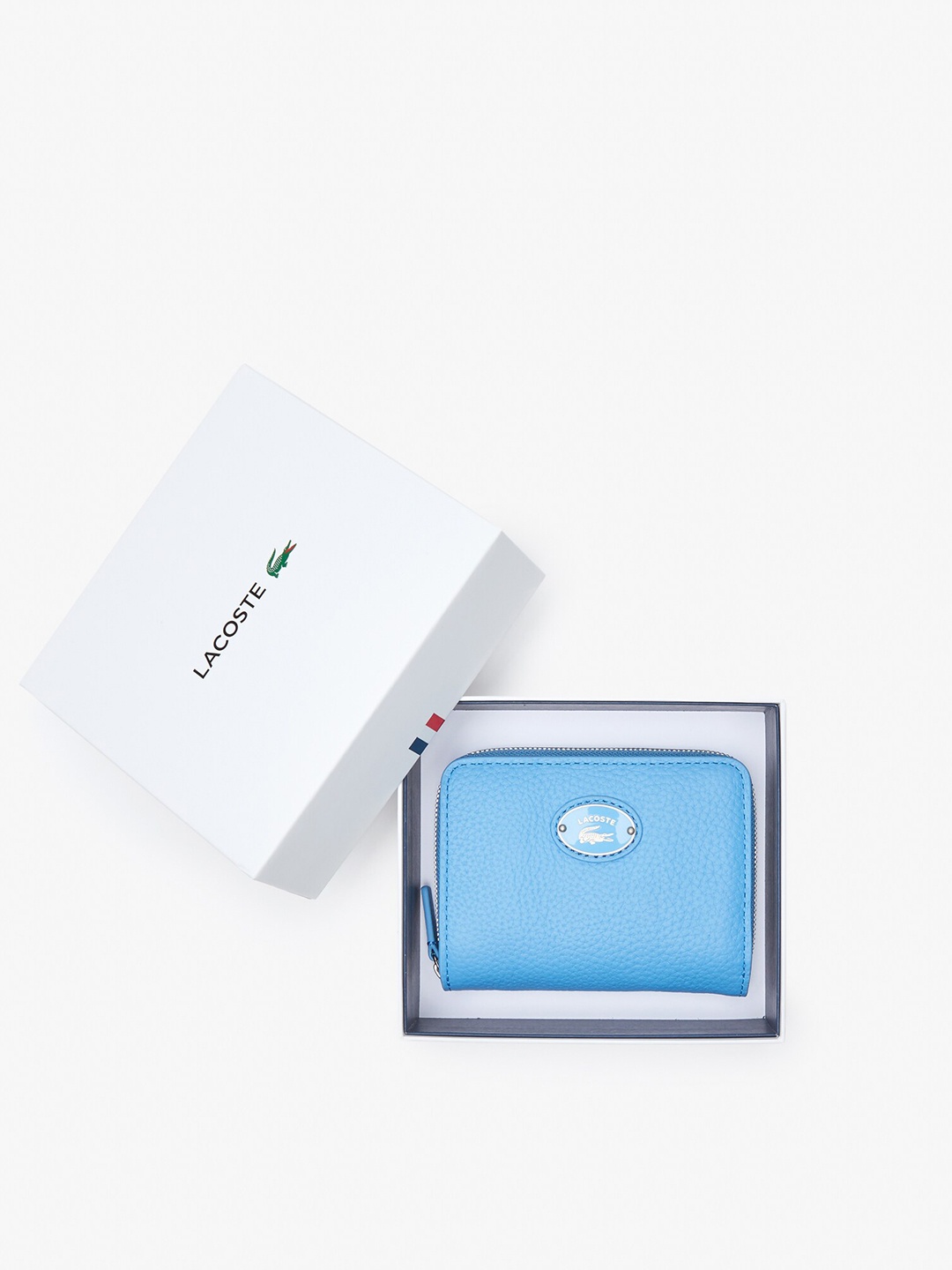 

Lacoste Women Textured Leather Zip Around Wallet, Blue