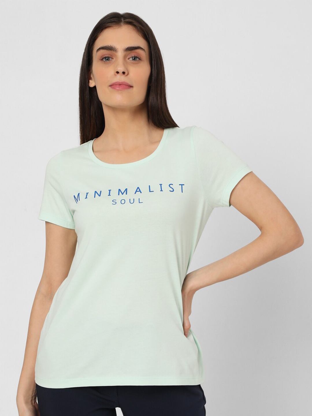 

Vero Moda Typography Printed Cotton T-shirt, Green