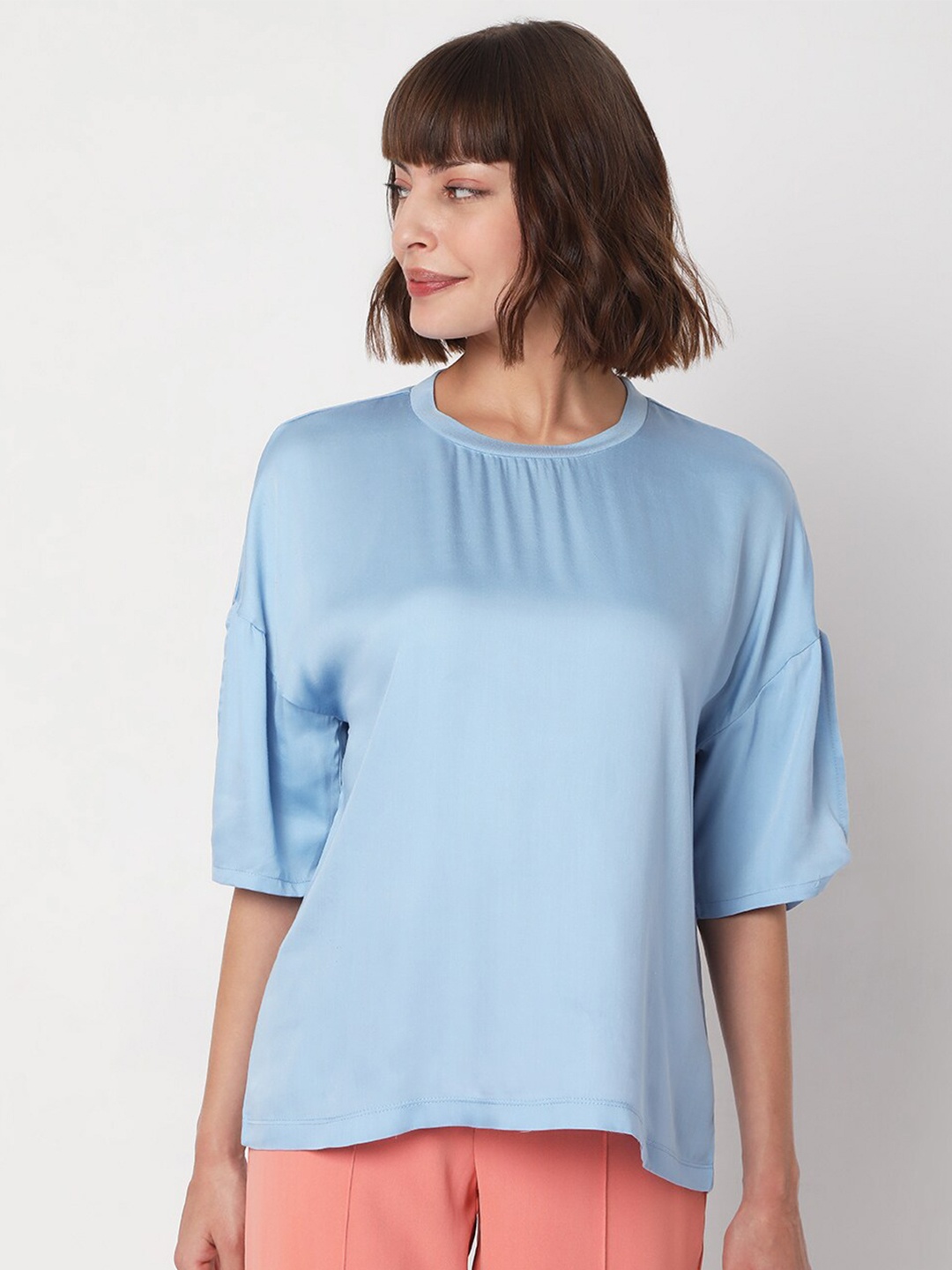 

Vero Moda Women Drop-Shoulder Sleeves T-shirt, Blue