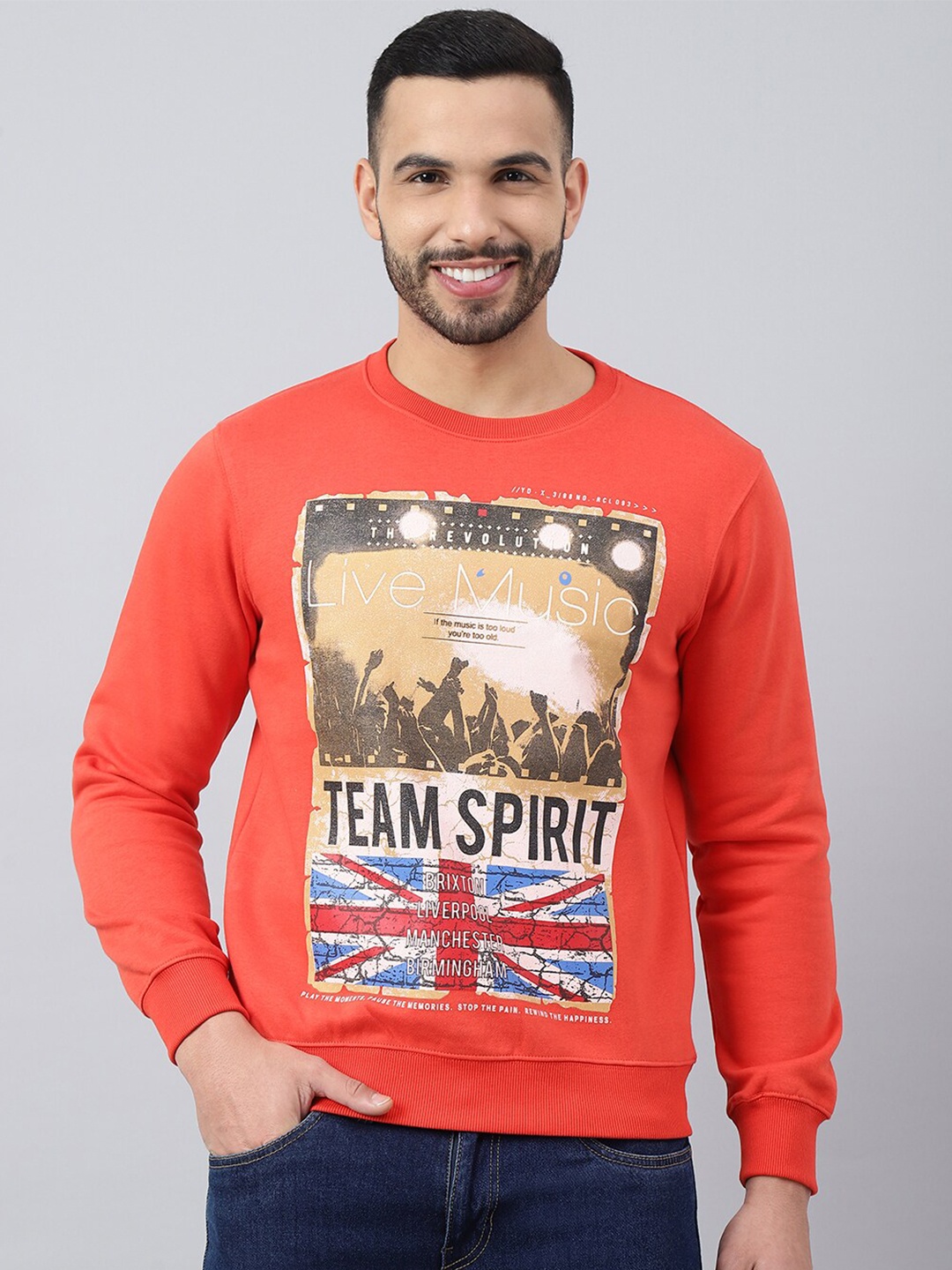 

Richlook Men Printed Sweatshirt, Rust