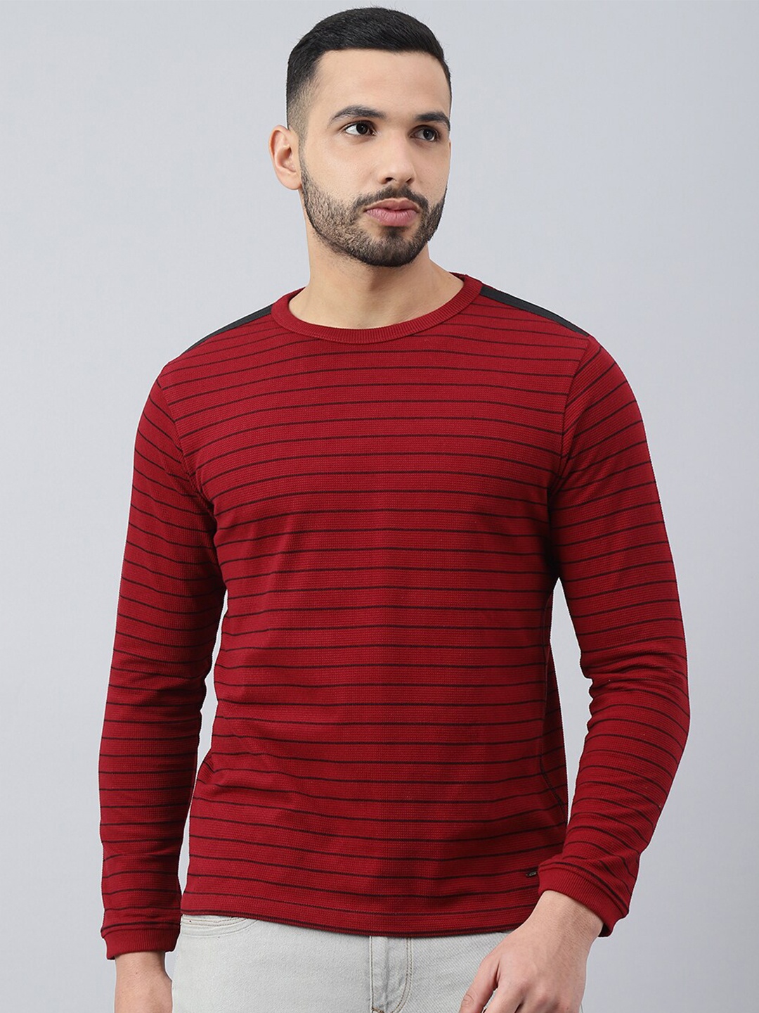 

Richlook Men Striped Sweatshirt, Red