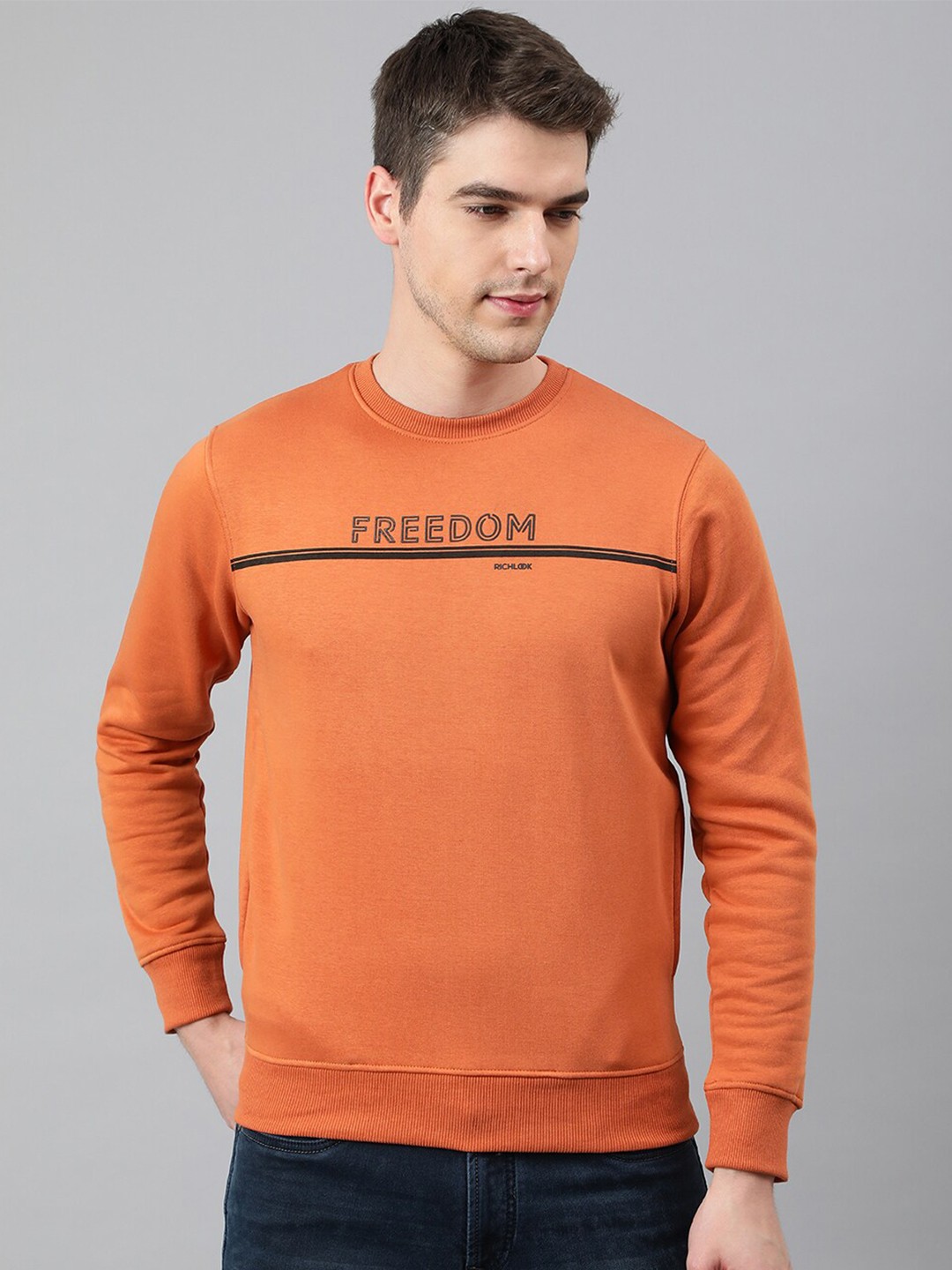 

Richlook Men Printed Sweatshirt, Rust