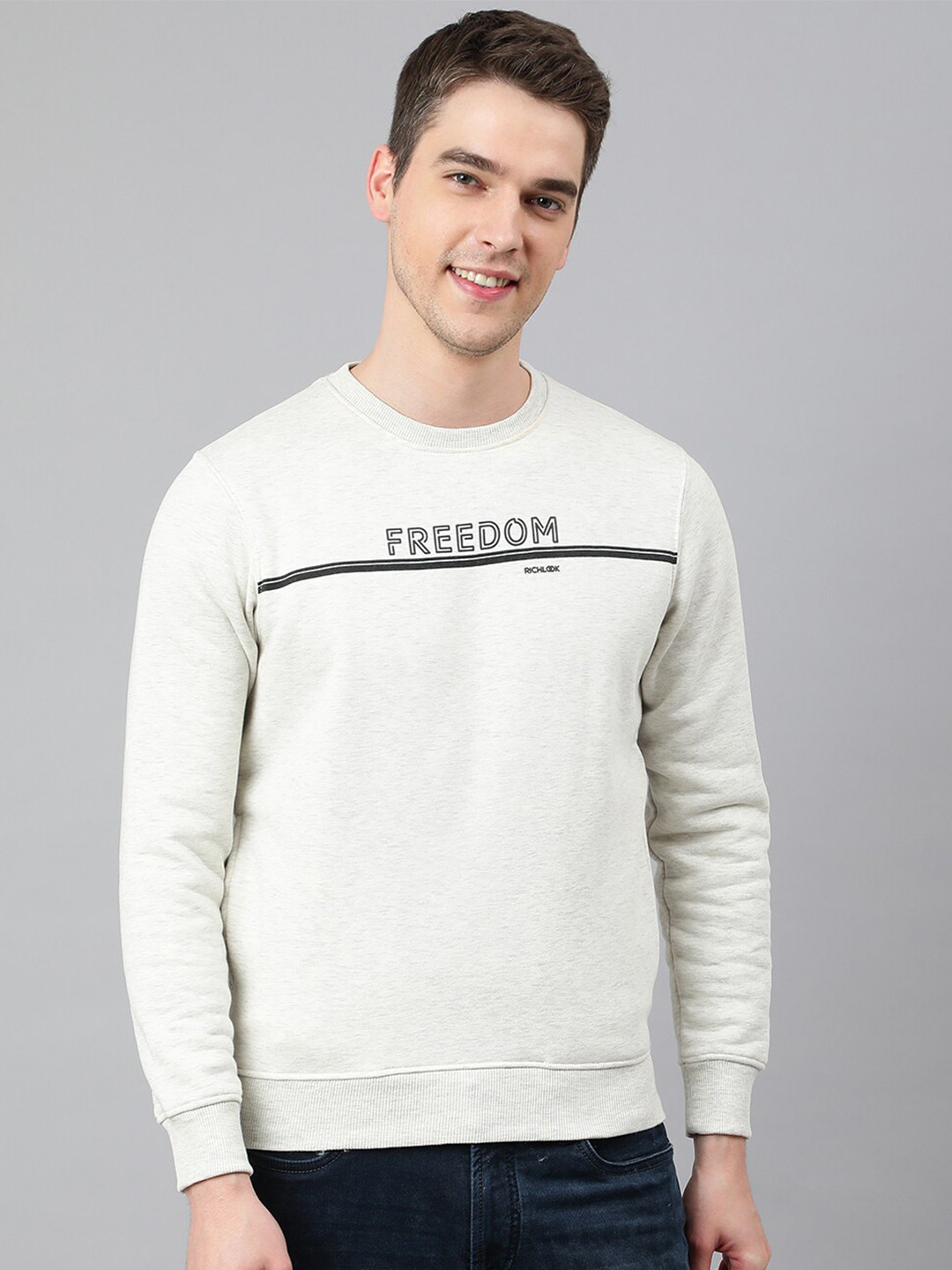 

Richlook Men Grey Cotton Sweatshirt