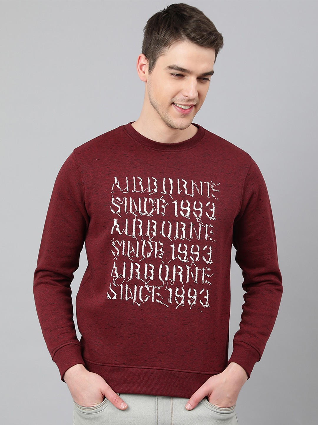 

Richlook Men Maroon Cotton Printed Sweatshirt