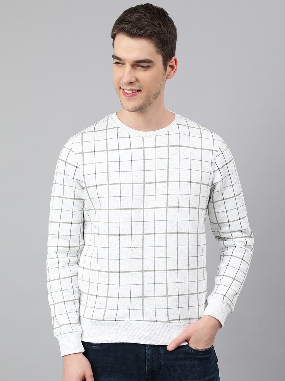 

Richlook Men Checked Sweatshirt, White