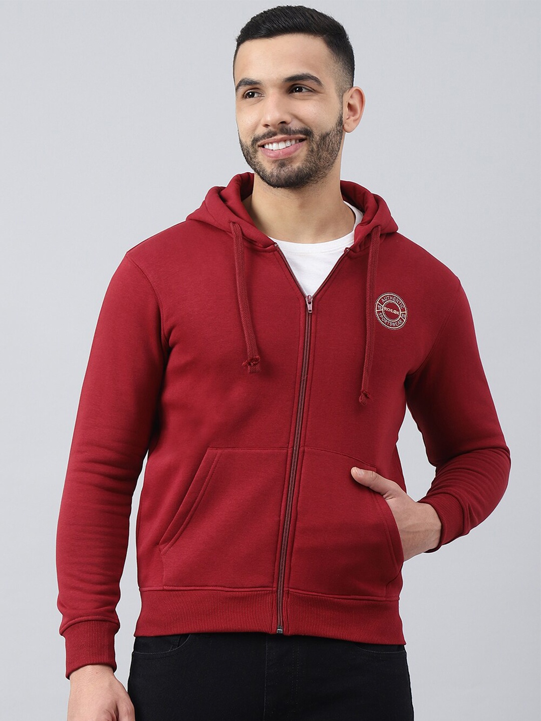 

Richlook Men Printed Hooded Sweatshirt, Maroon