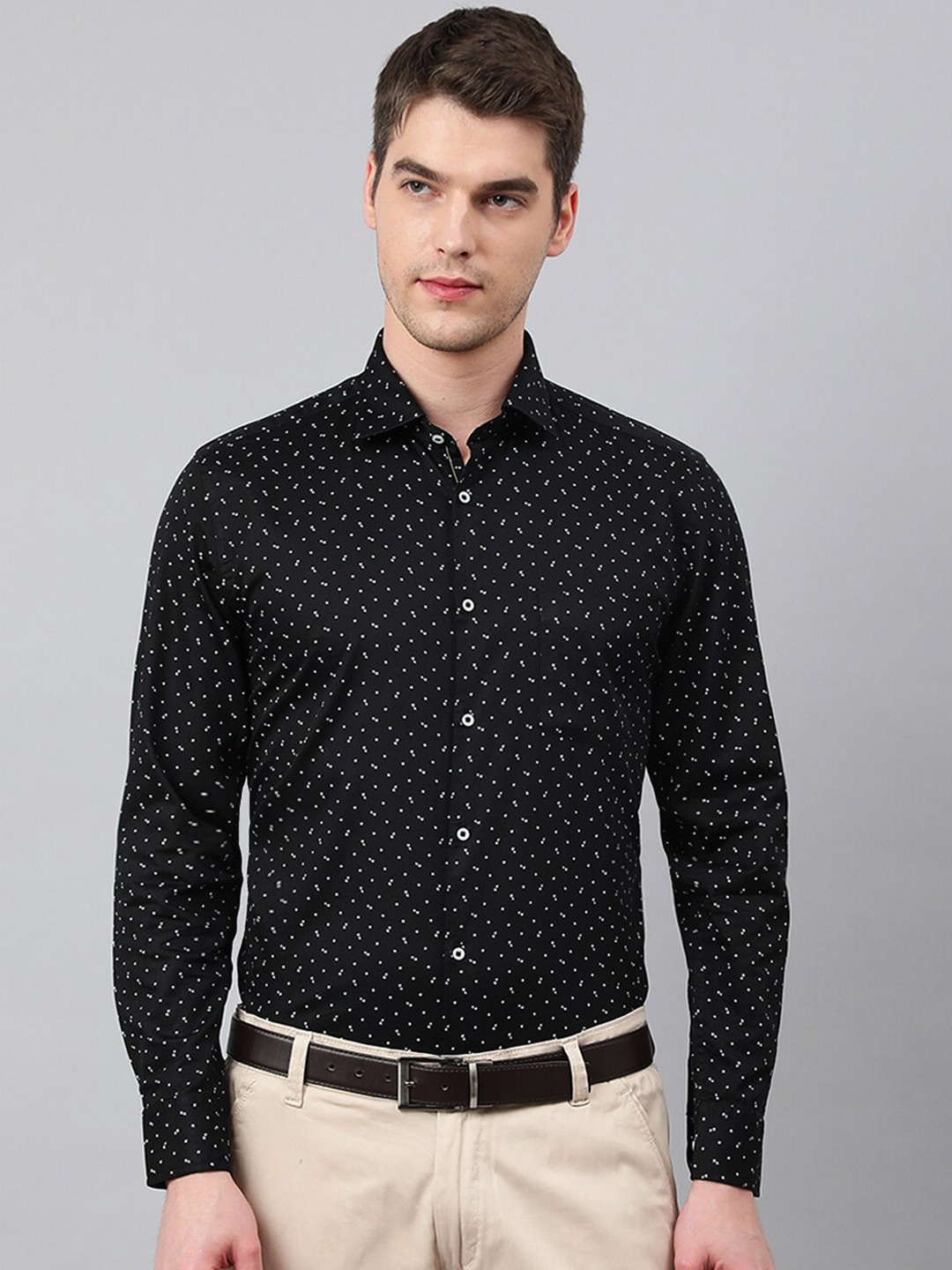 

Richlook Men Slim Fit Printed Formal Shirt, Black