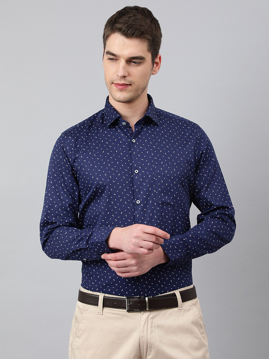 

Richlook Men Slim Fit Printed Formal Shirt, Navy blue