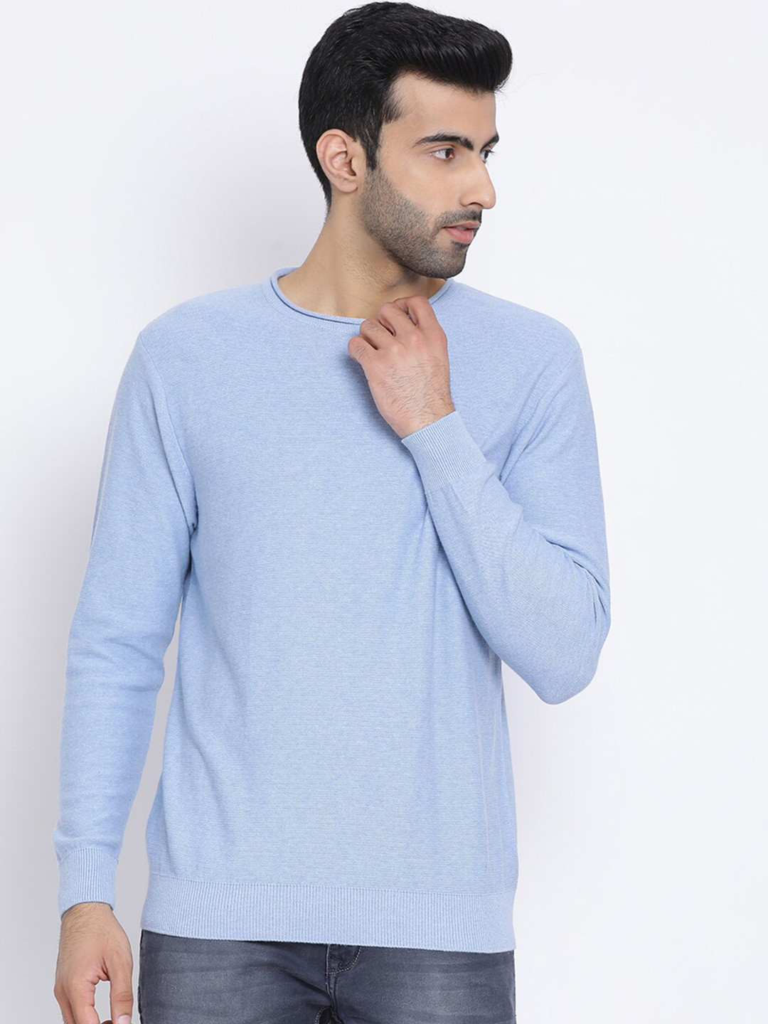 

Richlook Men Blue Cotton Pullover