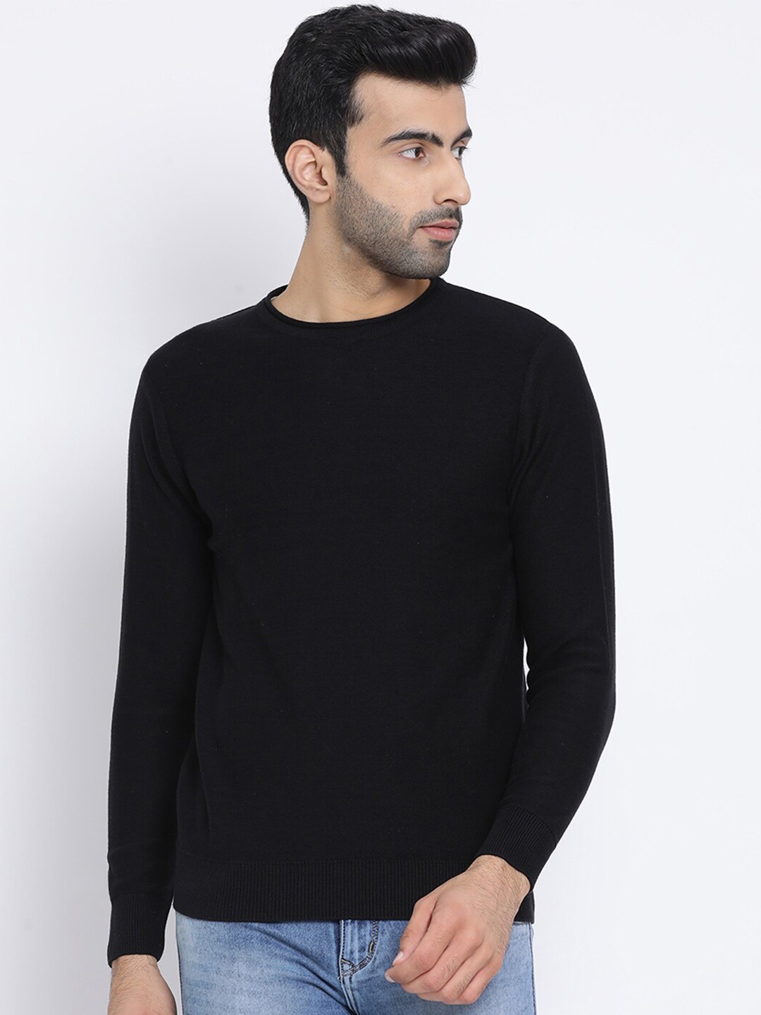 

Richlook Men Black Cotton Pullover