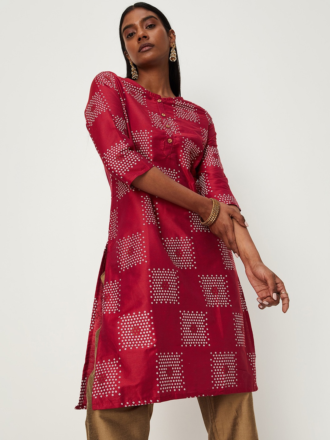 

max Geometric Printed Kurta, Pink