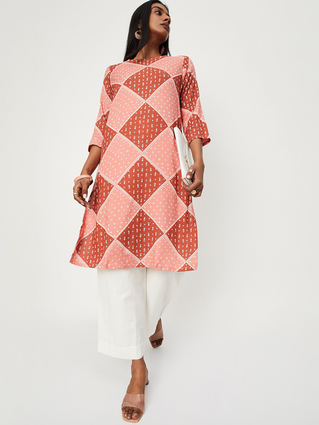 

max Floral Printed Regular Kurta, Rust