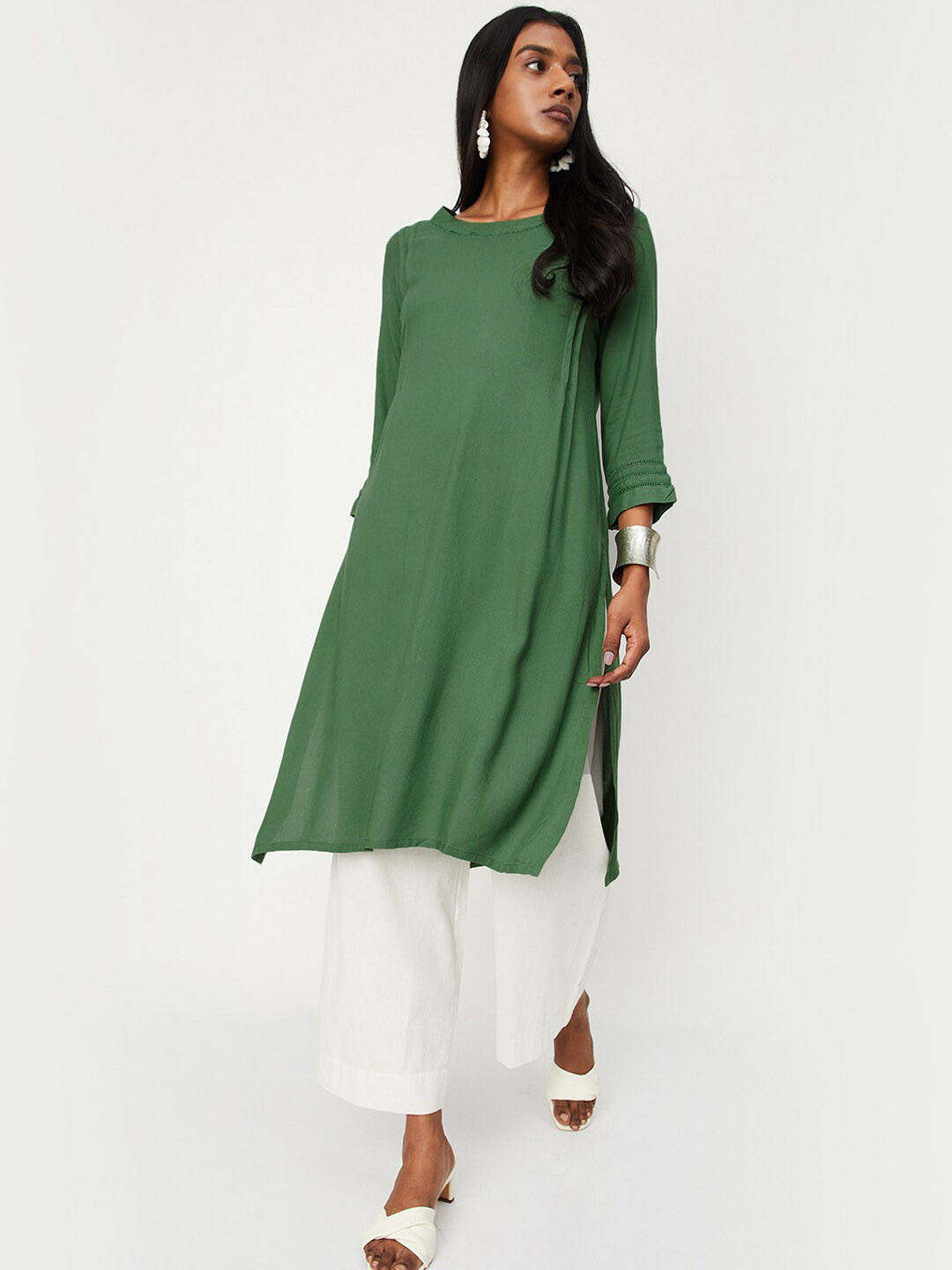 

max Pleated A-Line Kurta, Green