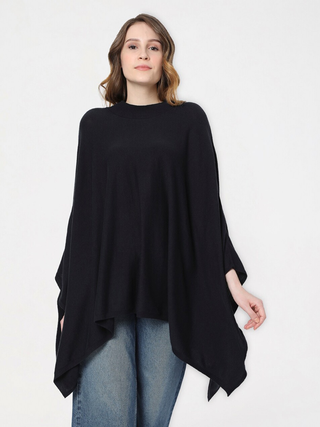 

Vero Moda Women Black Cotton Longline Poncho