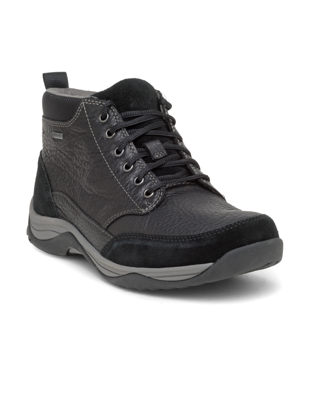 

Clarks Men Black Solid Leather Mid-Top Derbys