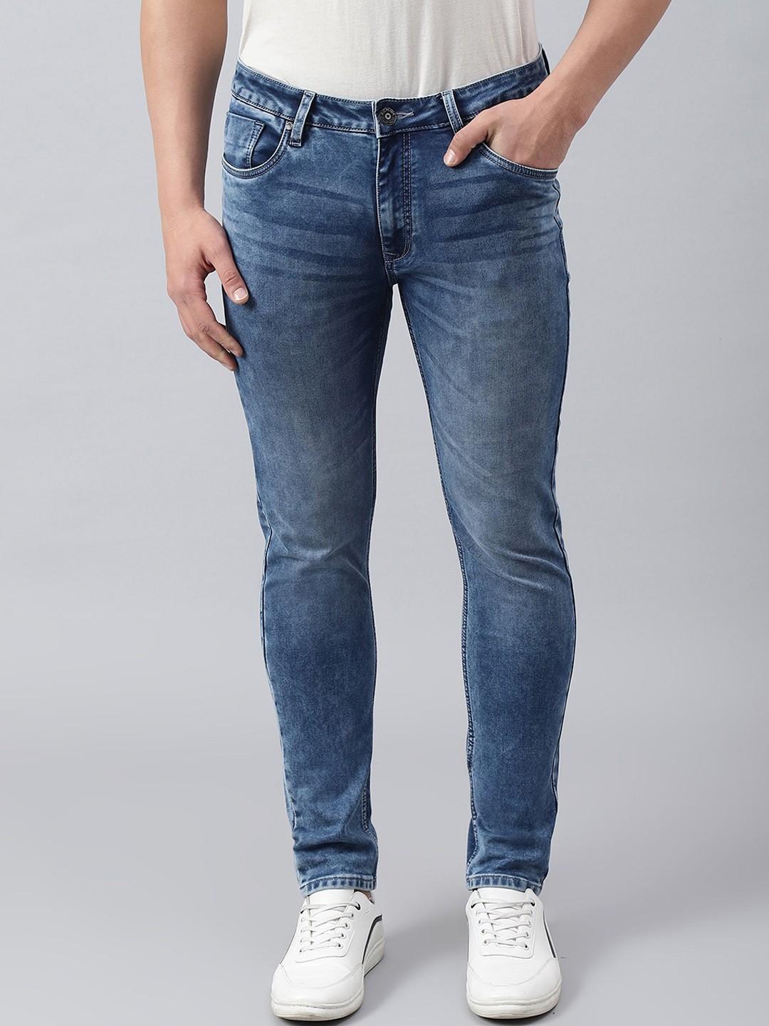 

Richlook Men Slim Fit Heavy Fade Stretchable Cotton Jeans, Blue