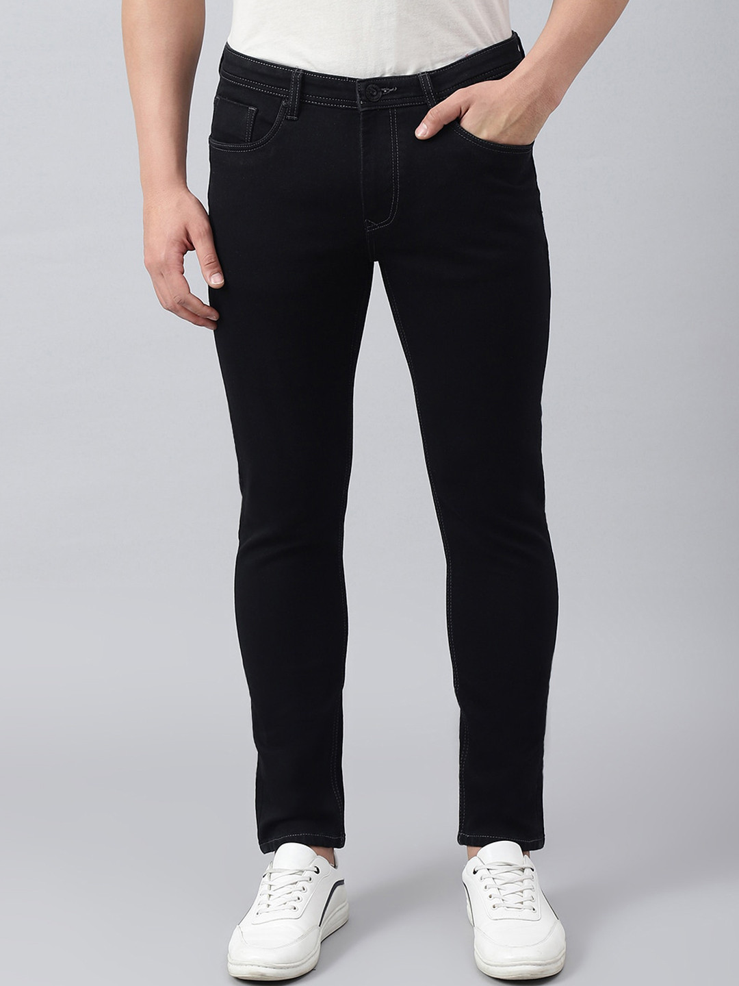 

Richlook Men Slim Fit Stretchable Cotton Jeans, Black