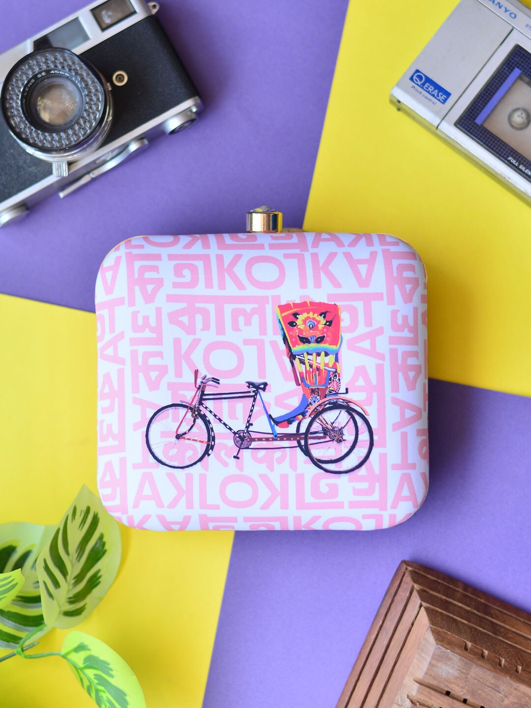 

ARTKLIM Women Printed Fabric Box Clutch, Pink