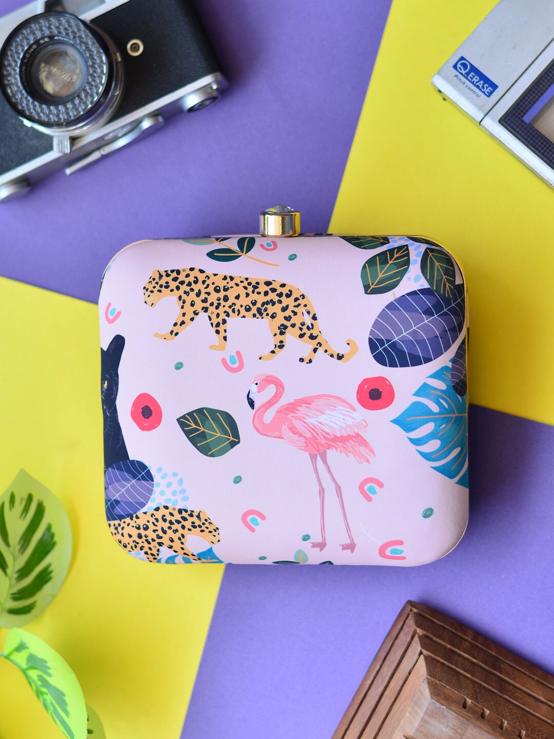 

ARTKLIM Printed Box Clutch, Pink