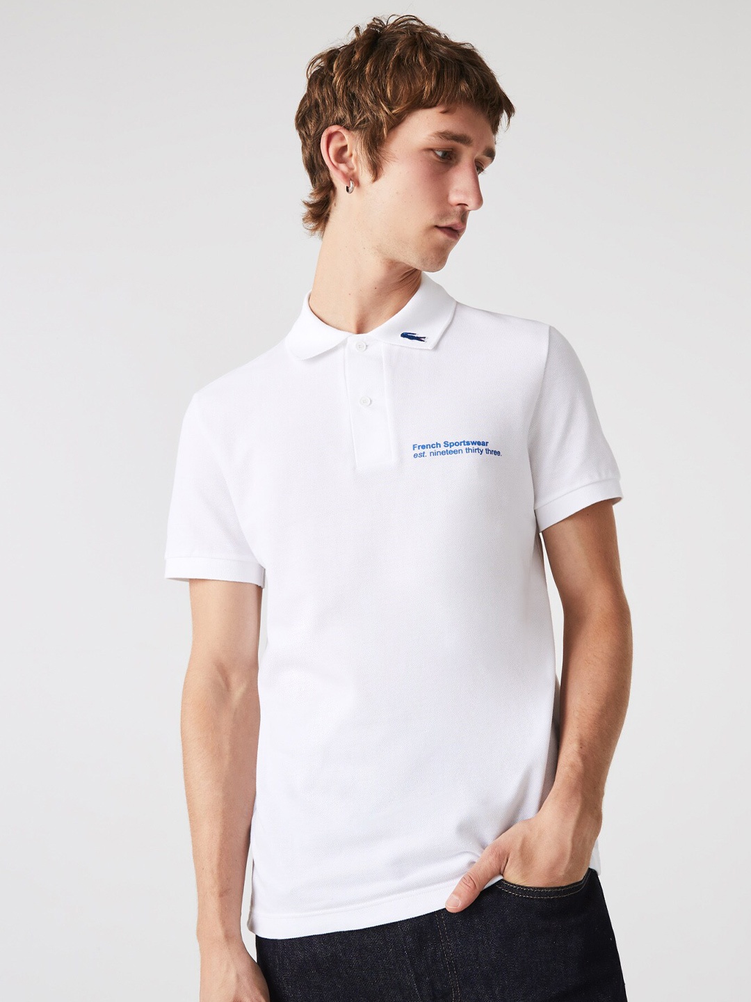 

Lacoste Men Plus Size Polo Collar Cotton T-shirt, White