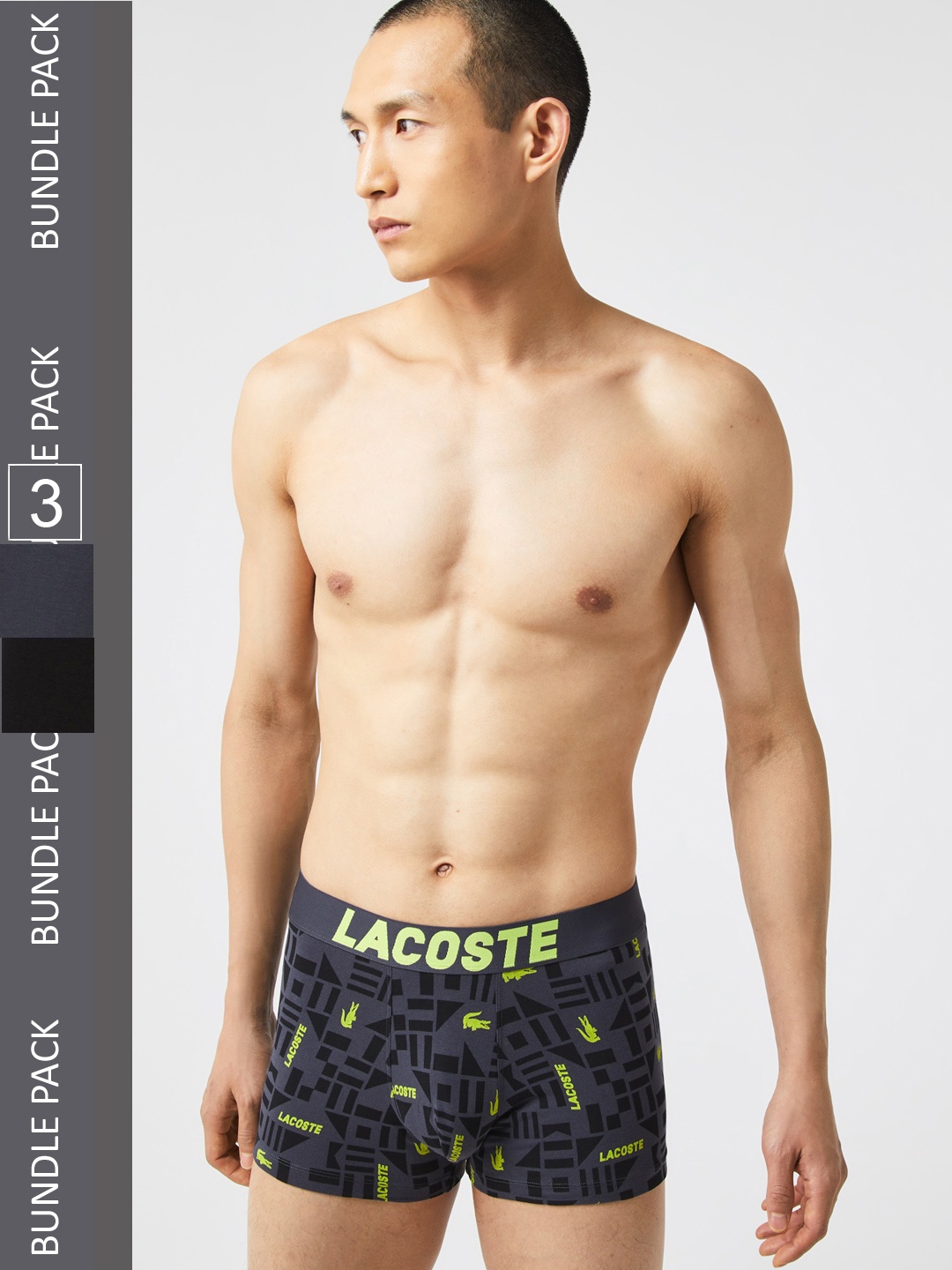 

Lacoste Men Pack Of 3 Printed Trunk, Black