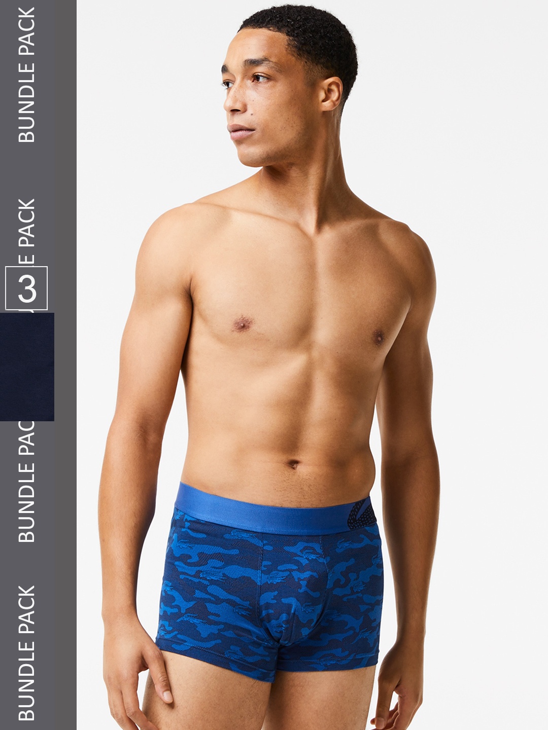 

Lacoste Men Pack Of 3 Printed Cotton Trunks 5H99718W1 S, Blue
