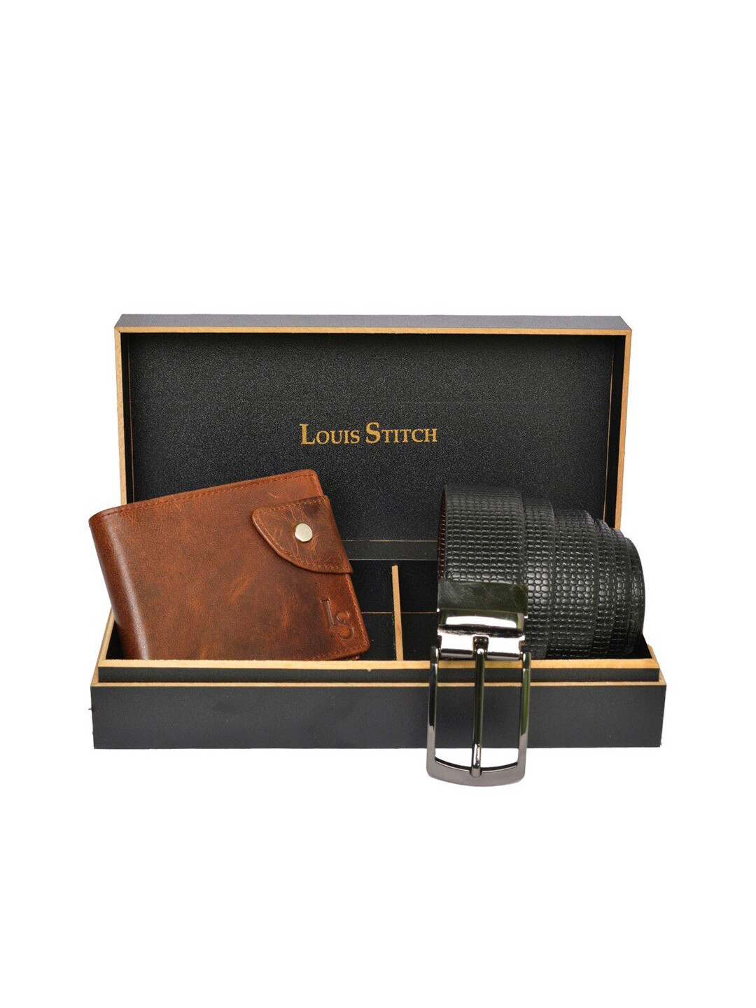 

LOUIS STITCH Men Genuine Leather Accessory Gift Set, Brown