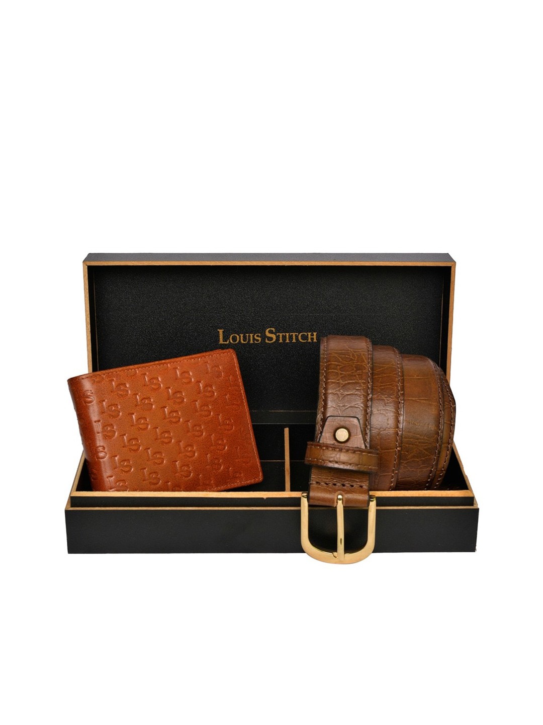 

LOUIS STITCH Men Leather Accessory Gift Set, Brown