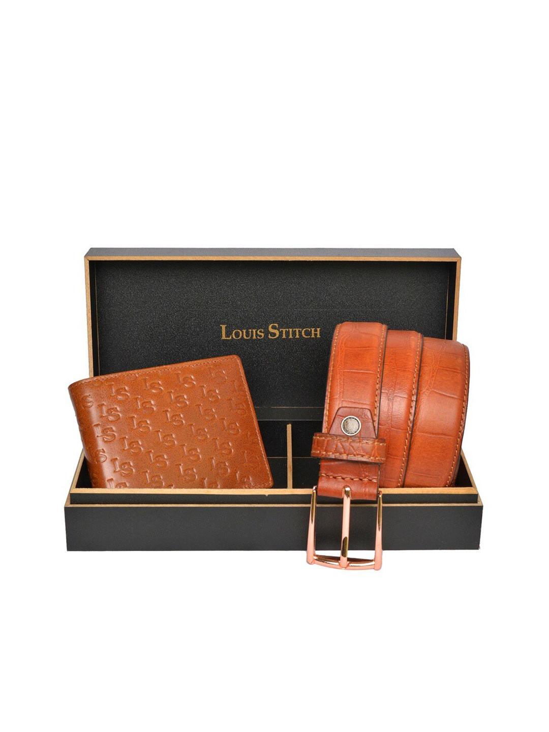 

LOUIS STITCH Men Genuine Leather Accessory Gift Set, Brown