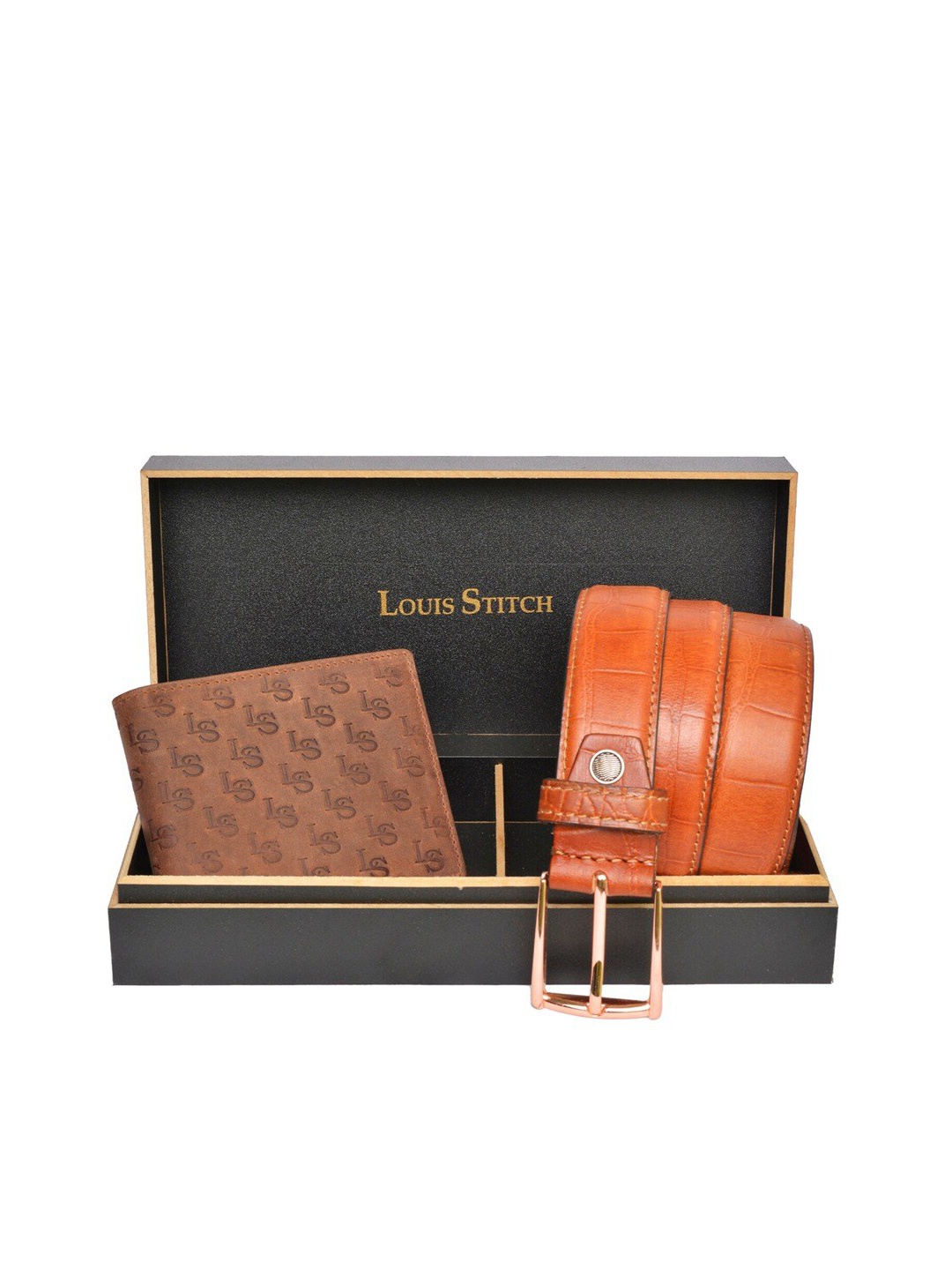 

LOUIS STITCH Men Genuine Leather Accessory Gift Set, Brown