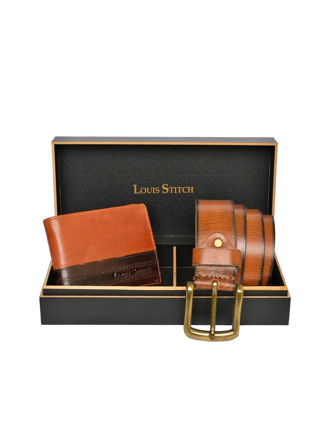 

LOUIS STITCH Men Genuine Leather Accessory Gift Set, Brown