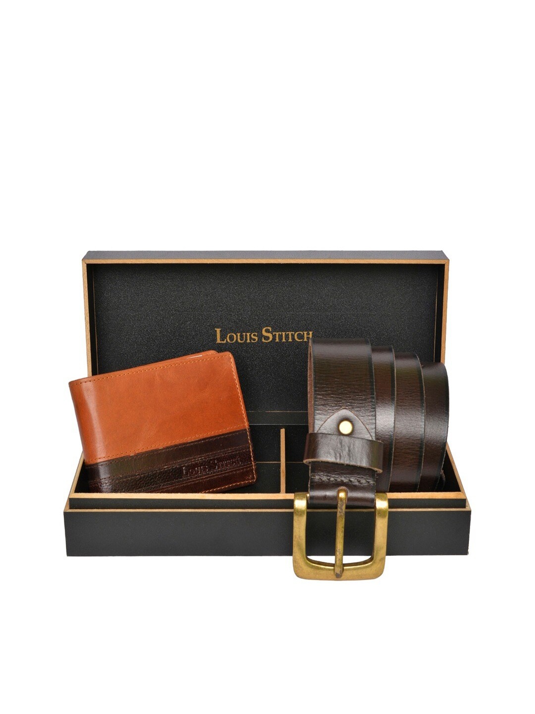 

LOUIS STITCH Men Leather Accessory Gift Set, Brown