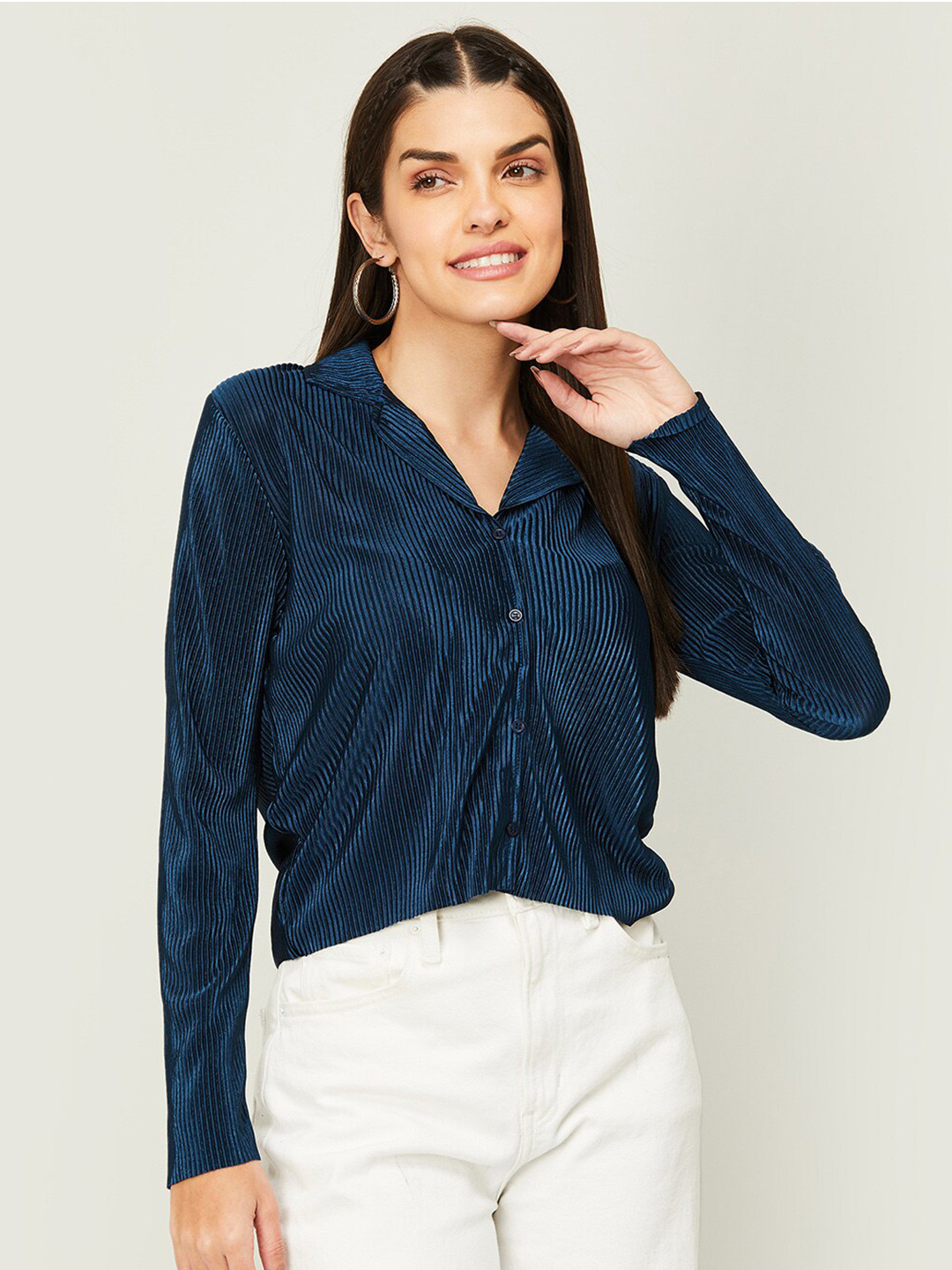 

Ginger by Lifestyle Women Striped Casual Shirt, Blue