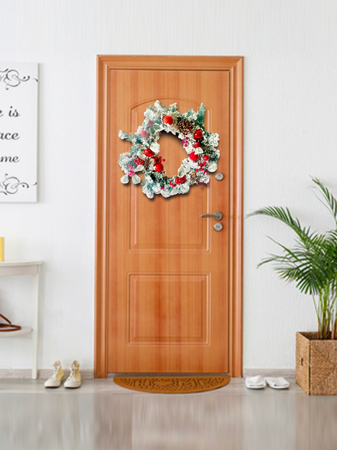 

Little Surprise Box LLP Heavy Bushy Snowy Xmas Wreath Festive Decor, Green