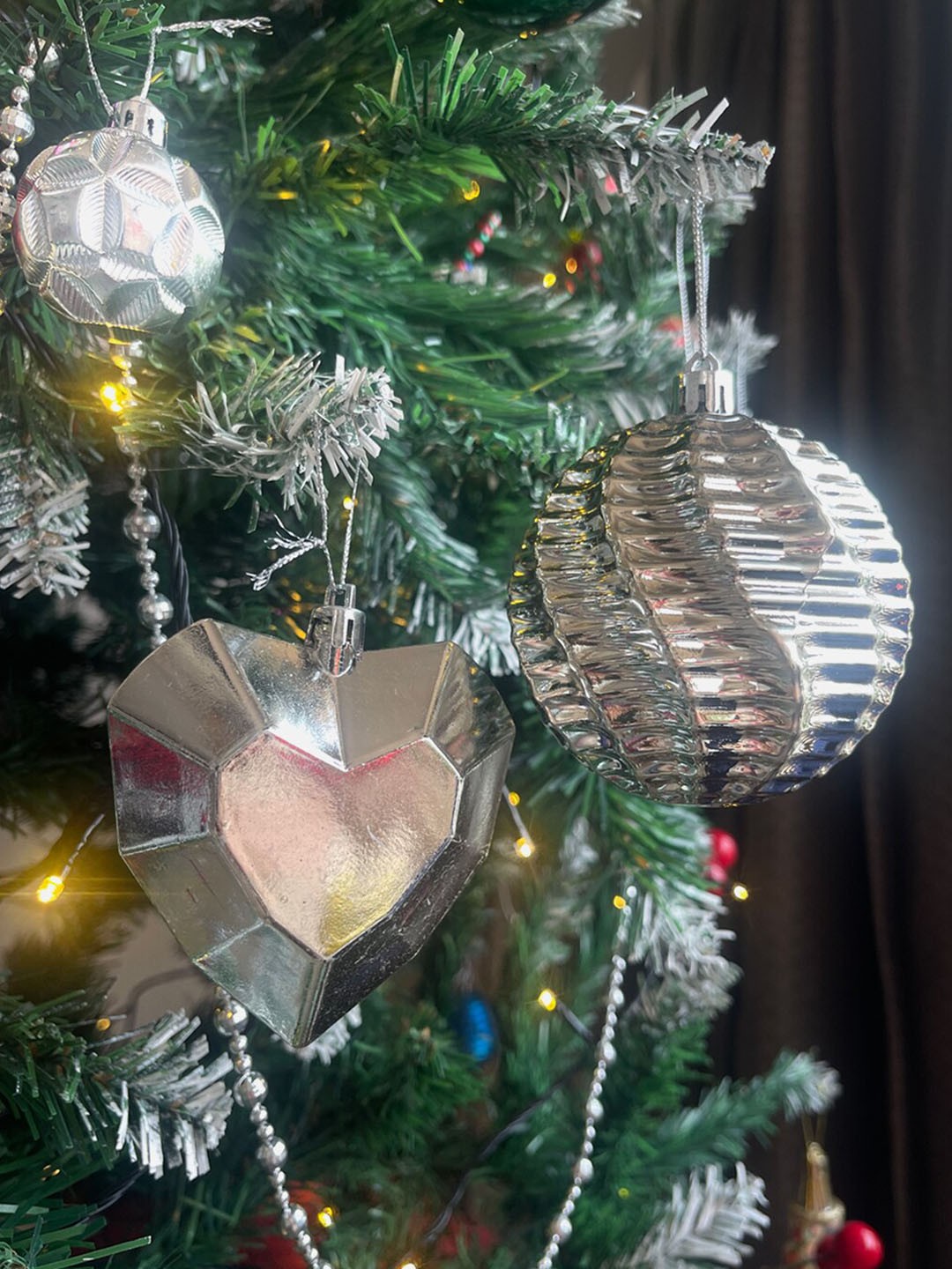 

Little Surprise Box LLP Set Of 40 Silver-toned Patterned Stockings Christmas Tree Ornaments