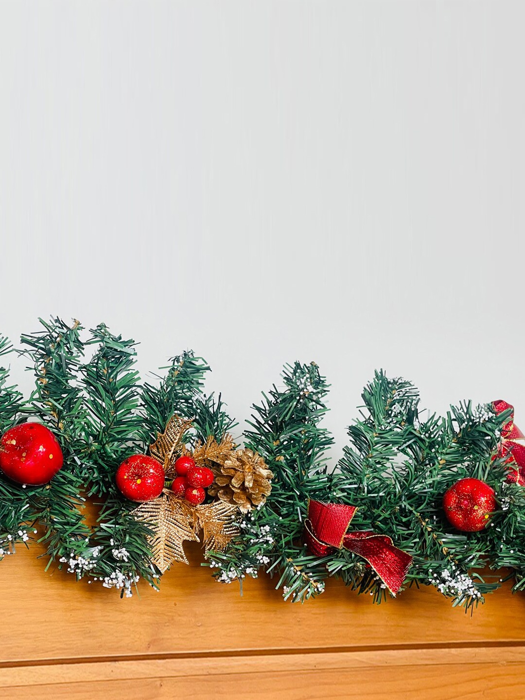 

Little Surprise Box LLP Green & Red Xmas Bushy Garland With Pinecones Cherries & fillers