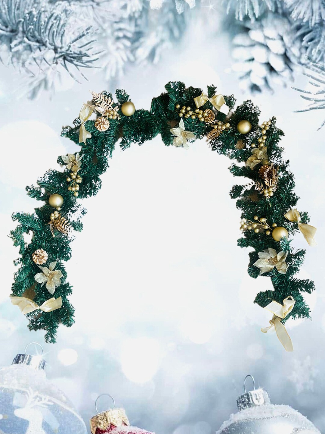 

Little Surprise Box LLP Green & Gold-Coloured Xmas Garland Christmas Decor