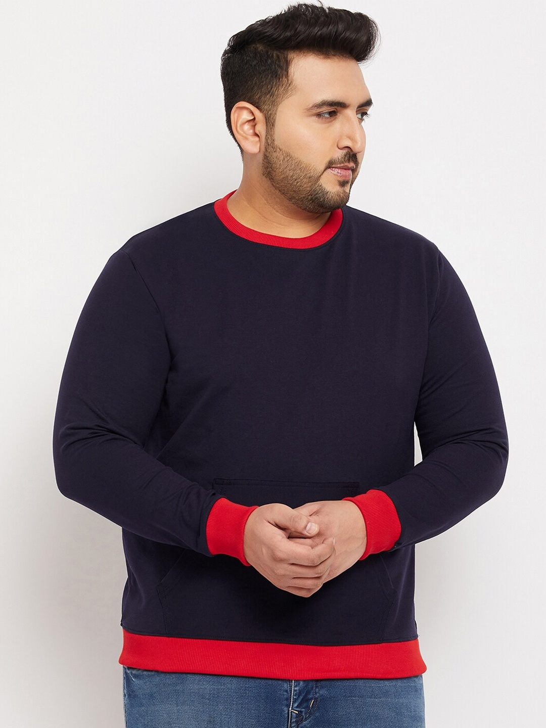 

bigbanana Men Plus Size Sweatshirt, Navy blue