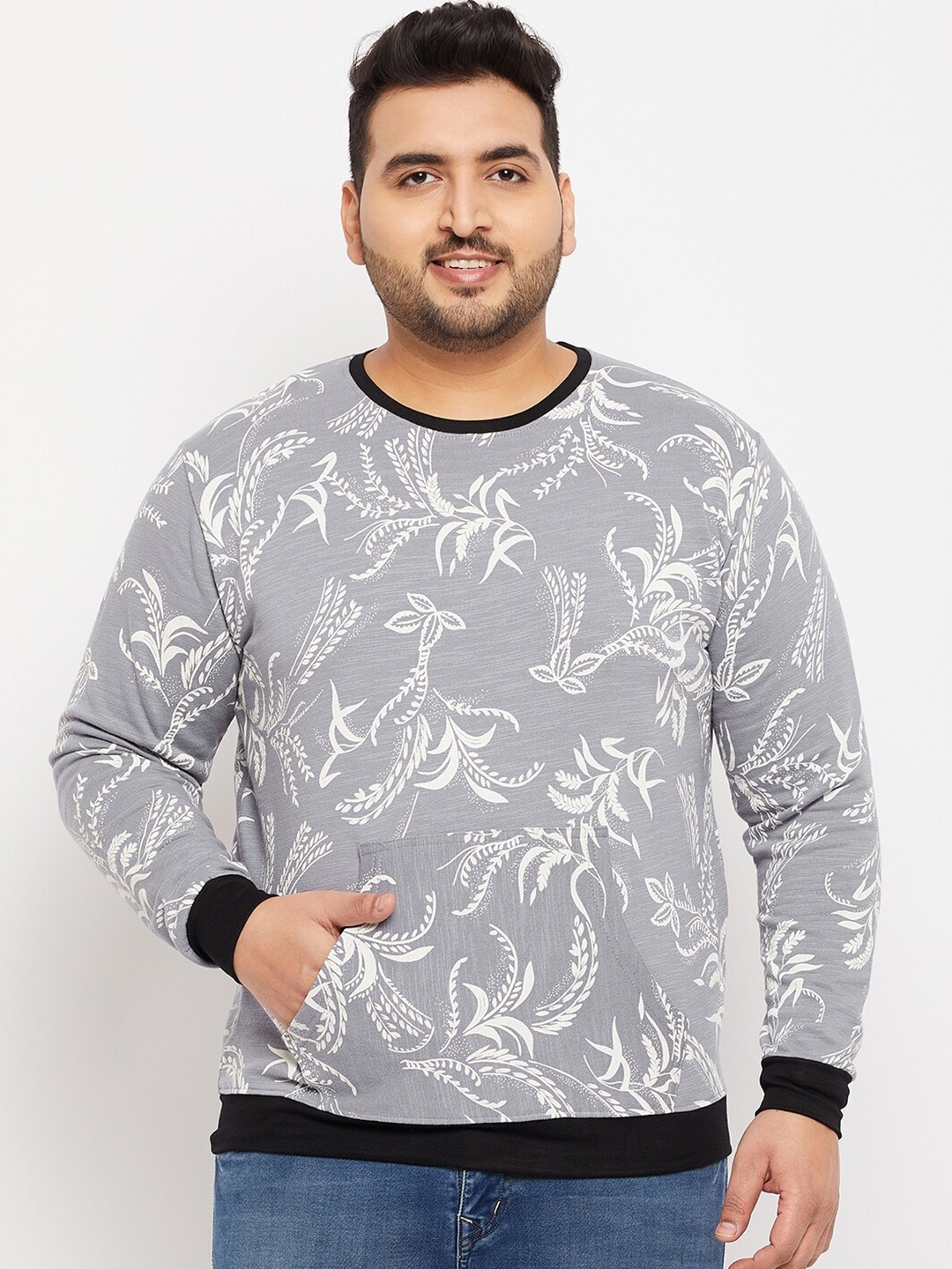 

bigbanana Men Plus Size Printed Sweatshirt, Grey