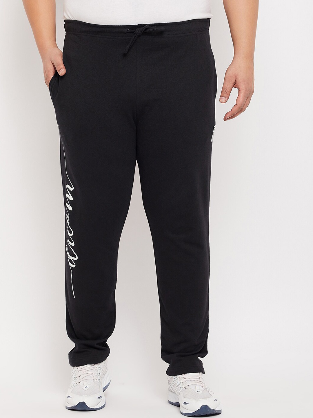 

bigbanana Men Plus Size Printed Track Pants, Black