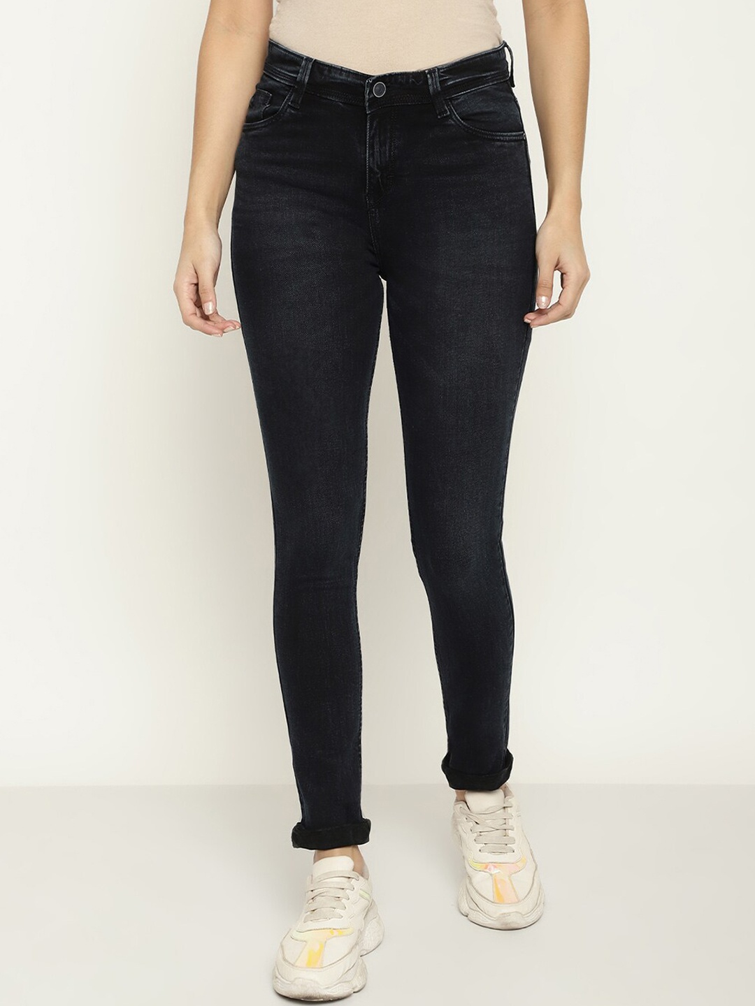 METTLE Women Stretchable Jeans, Blue