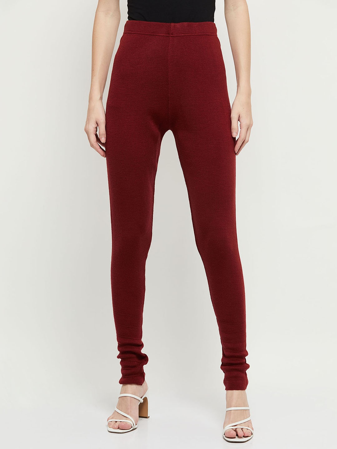 

max Women Acrylic Churidar Leggings, Maroon