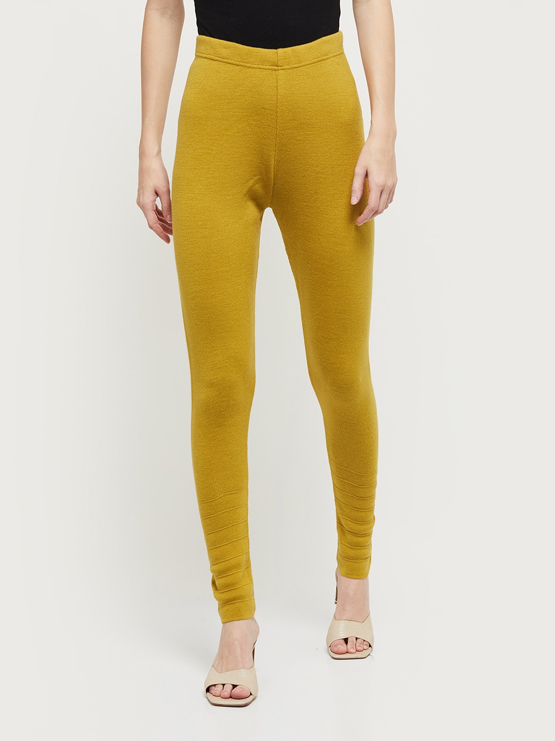 

max Women Ankle-Length Acrylic Leggings, Mustard