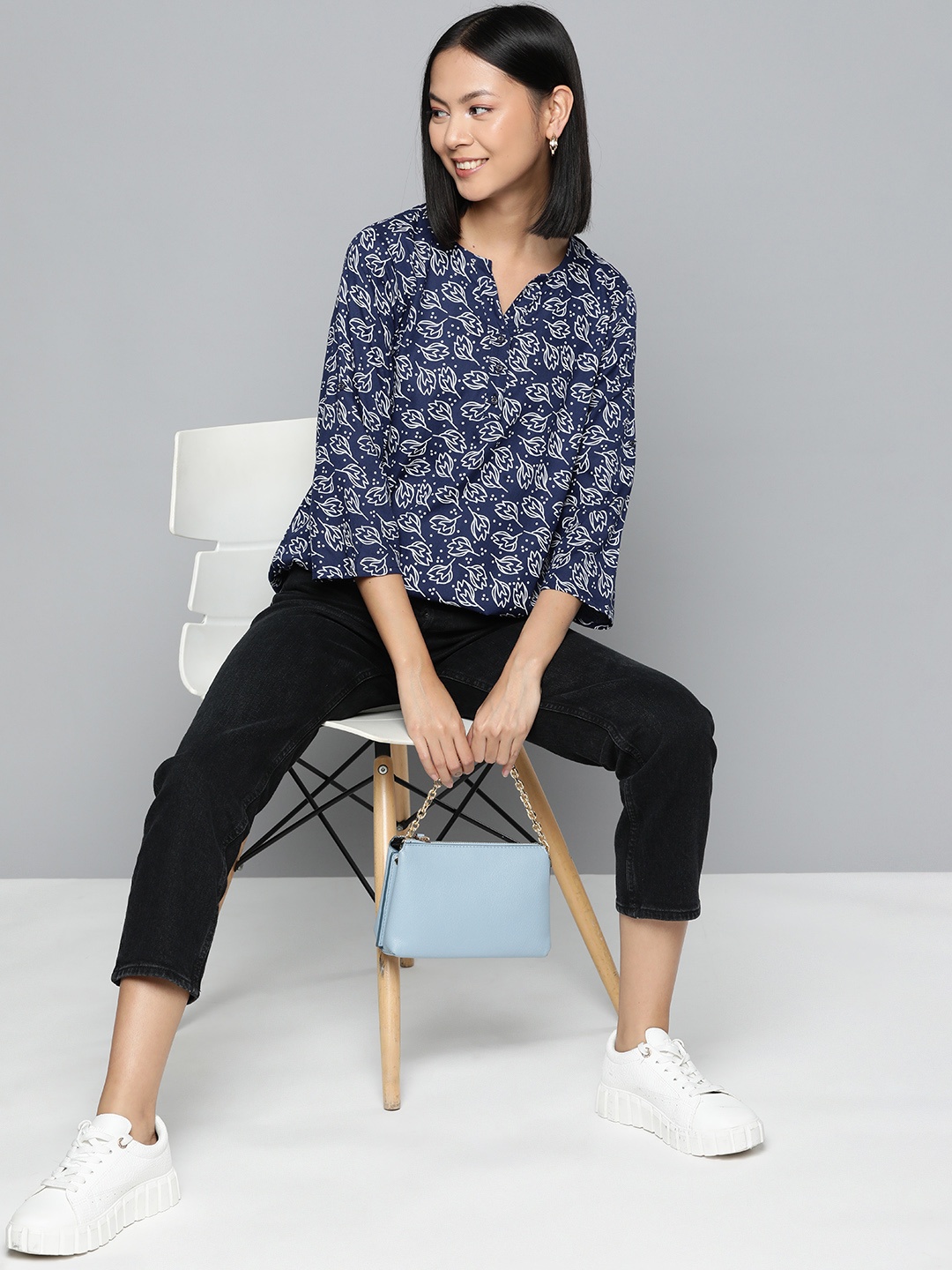 

HERE&NOW Floral Print Top, Blue