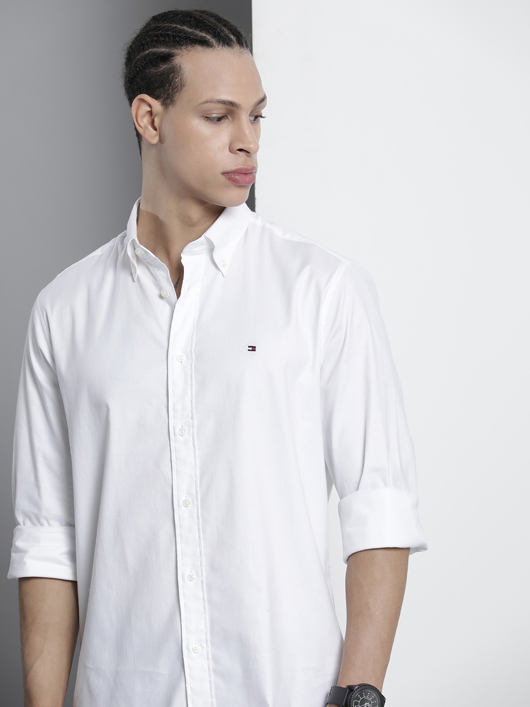 

Tommy Hilfiger Men Button-Down Collar Thflex Casual Shirt, White