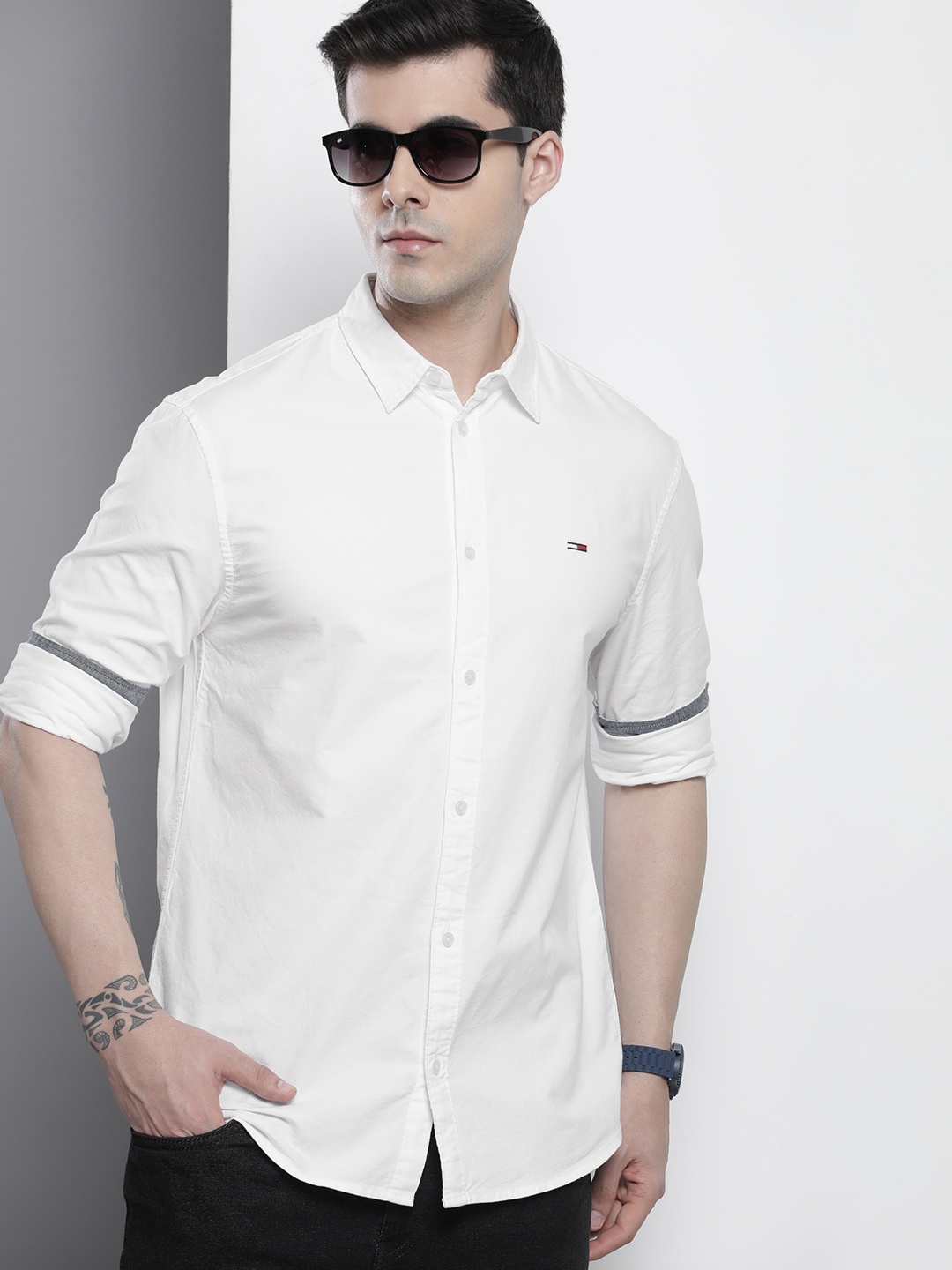 

Tommy Hilfiger Men Solid Classic Pure Cotton Casual Shirt, White